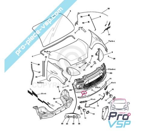 Tapume cromo de farol direito para Ligier Jsrc