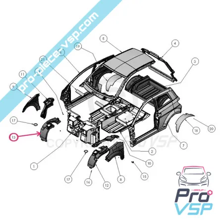 Passage de roue avant droit origine pour Ligier Ixo