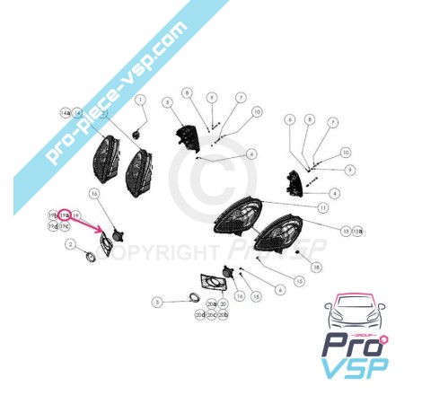 Cache de nevoeiro negro para Ligier Ixo Fase 2 sem nevoeiro
