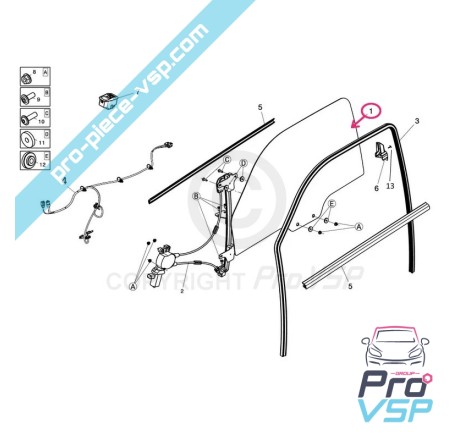 Vitre de porte droite teintée pour Ligier Js50 Js50l