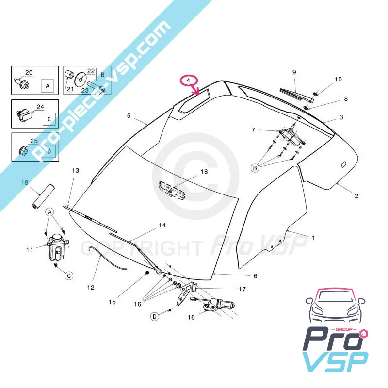 Destra fine della finestra di custodice per Ligier JS50 Phase 1
