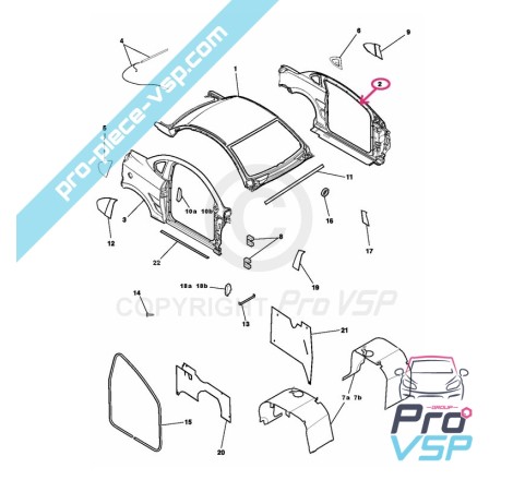 Latéral gauche blanc pour Ligier Jsrc et Microcar F8c