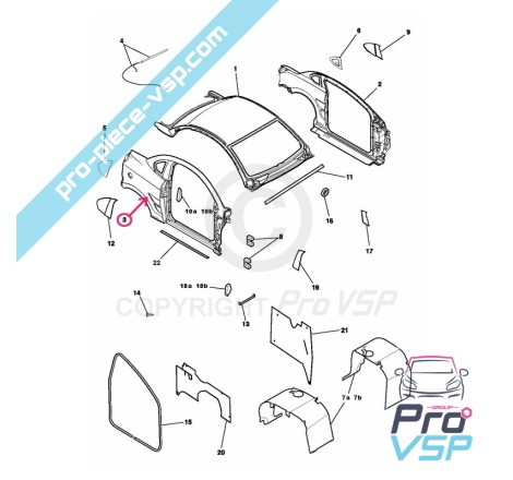 Latéral droit blanc pour Ligier Jsrc et Microcar F8c