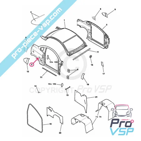 Seitliches weiß rechts für Ligier Jsrc und Microcar F8c