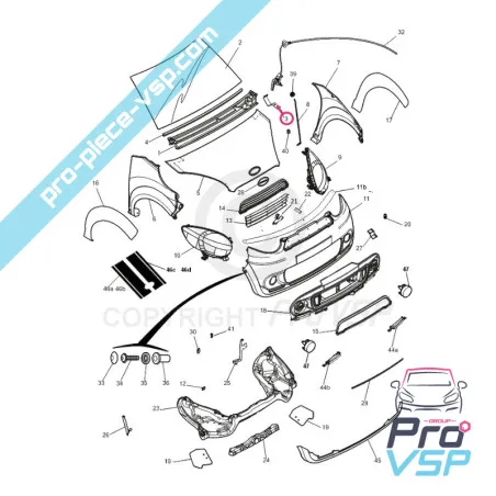 Charnière de capot pour Microcar M8