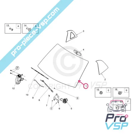 Pare brise origine pour dué p85 p88 dué 5 dué 6