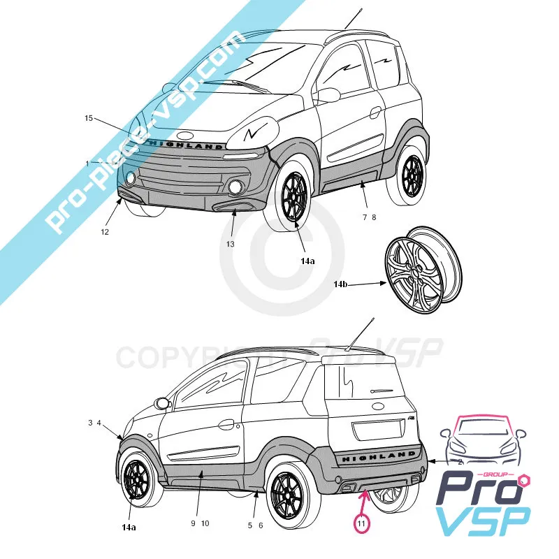 Hinterer Stoßfängerspoiler für Microcar Mgo 2 Highland