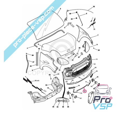 Jonc chromé de calandre pour Ligier Ixo V2 et JSRC , JS50 phase 1