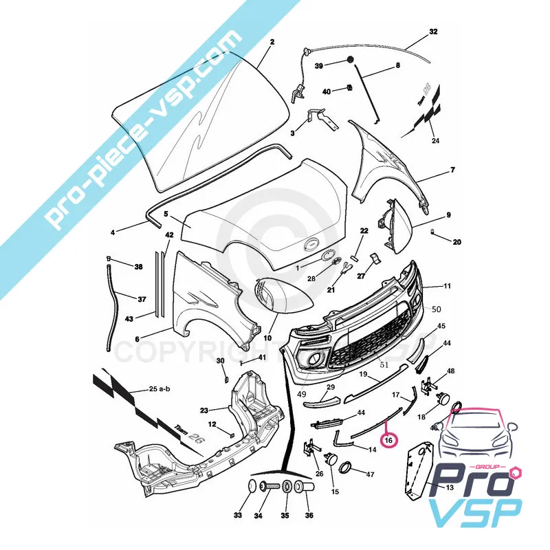 Jonc chromé de calandre pour Ligier Ixo V2 et JSRC , JS50 phase 1
