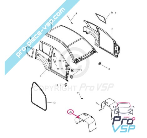 Pare boue avant droit pour Microcar Mgo 1 et 2 , F8C , Ligier JSRC