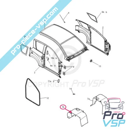 Etupuoli suoraan Microcar Mgo 1 ja 2, F8C , Ligier Jsrc