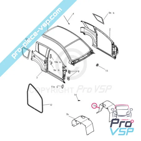 Pare boue avant gauche pour Microcar Mgo 1 et 2 , F8C , Ligier JSRC