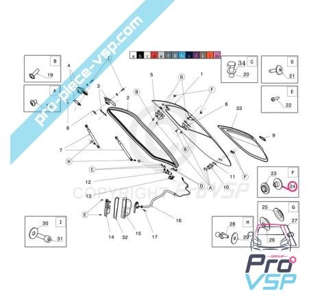 Ecrou de lunette arrière pour Dué 2 P85 et Dué 3 P88