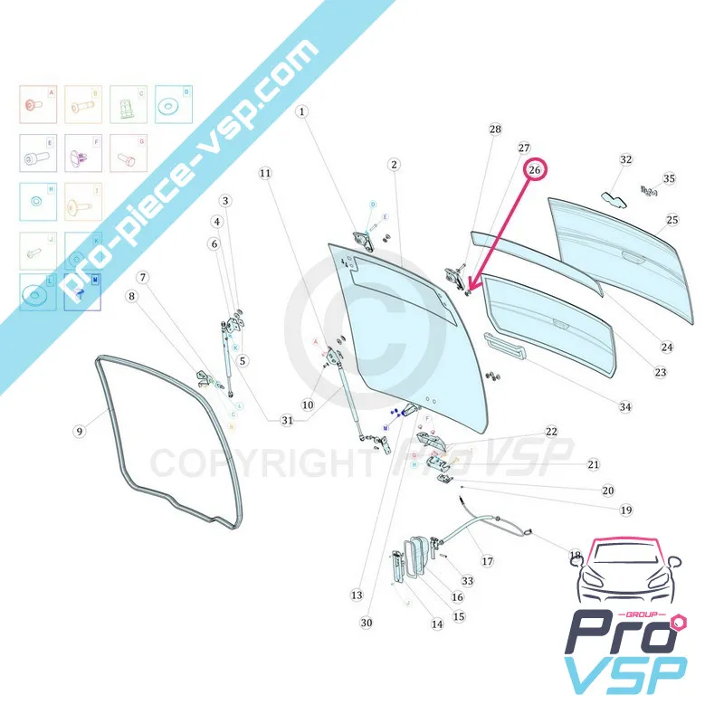 Rear window nut for Dué 2 P85 and Dué 3 P88