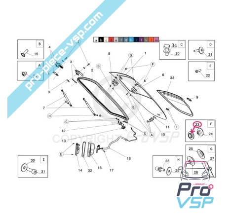 Rondelle d'écrou de lunette arrière pour Dué 2 P85 et Dué 3 P88