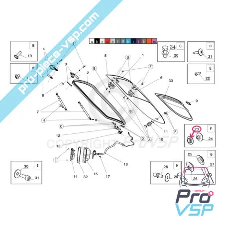 Rondelle d'écrou de lunette arrière pour Dué 2 P85 et Dué 3 P88
