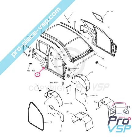 Albul alb lateral pentru Microcar Mgo 1 și 2