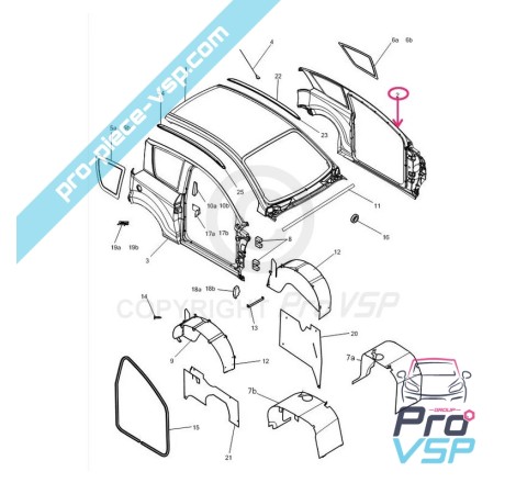 Branco esquerdo lateral para Microcar Mgo 1 e 2