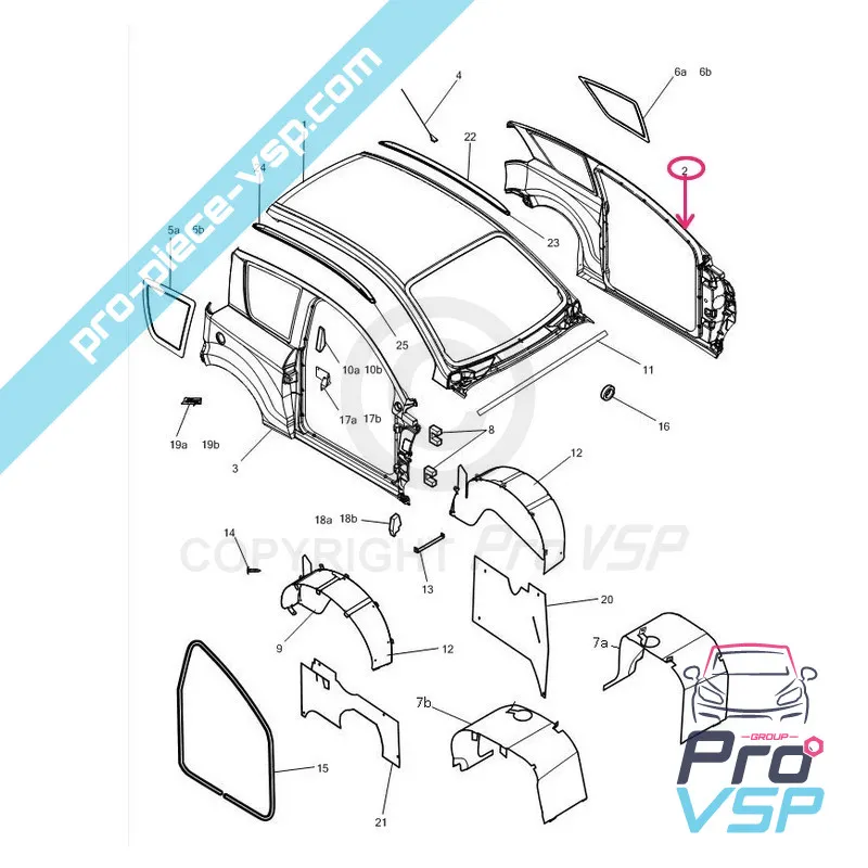 Lateral left white for Microcar Mgo 1 and 2
