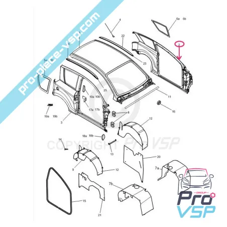 Latéral gauche blanc pour Microcar Mgo 1 et 2