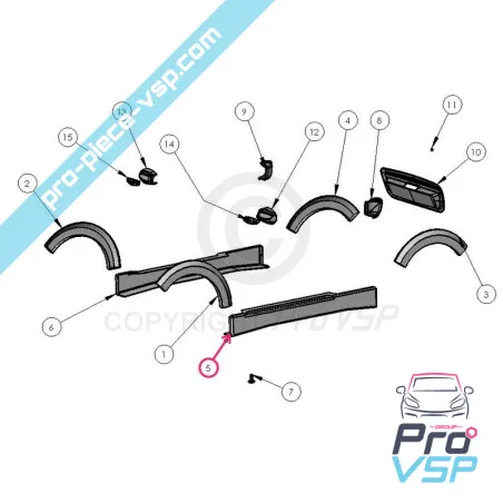 Bas de caisse noir ébène gauche pour Ligier Ixo Team 26