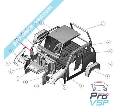 Latéral droit blanc pour Ligier Xtoo 1 et 2