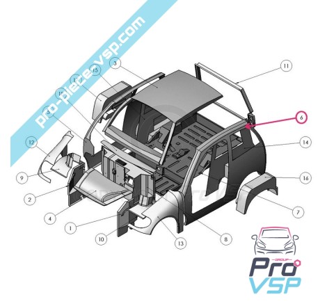 Branco esquerdo lateral para Ligier Xtoo 1 e 2