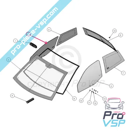 Vitre de porte droite claire pour Ligier Ixo
