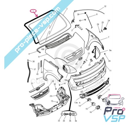 Selo de pára-brisa usado para Microcar Mgo 1 e 2