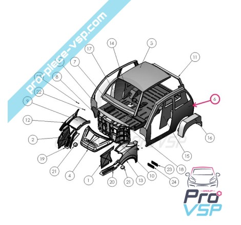 Branco esquerdo lateral para Ligier Xtoo 2 Xtoo S