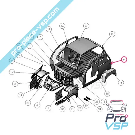 Branco esquerdo lateral para Ligier Xtoo 2 Xtoo S