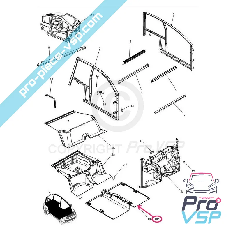 Central floor for Microcar Mgo 1 , Mgo 2 , M8 , F8C , Ligier Jsrc