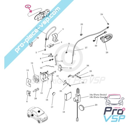 Lidar com a porta exterior esquerda do Chrome para Microcar Mgo , M8 , F8C , Ligier Jsrc