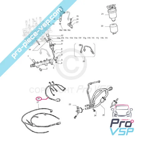 Faisceau électrique pour moteur Lombardini 442 DCI