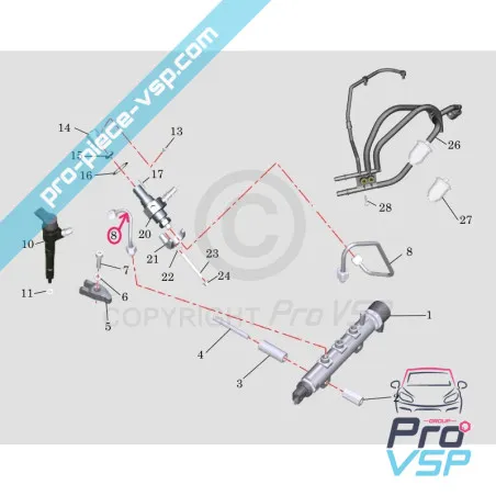 Set de furtun de înaltă presiune pentru motor Lombardini 442 492 DCI