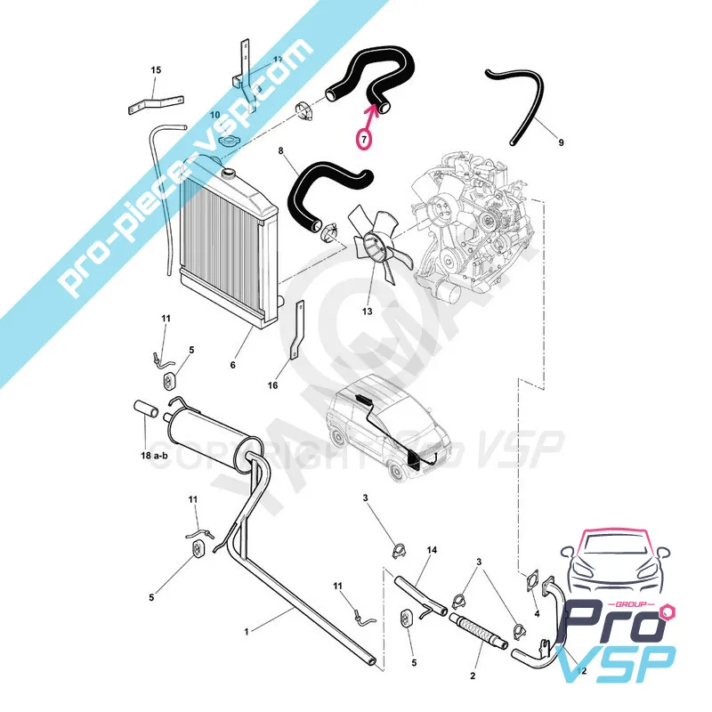 Manguera de refrigerante superior para Microcar Mc1 Mc2 (motor Yanmar )