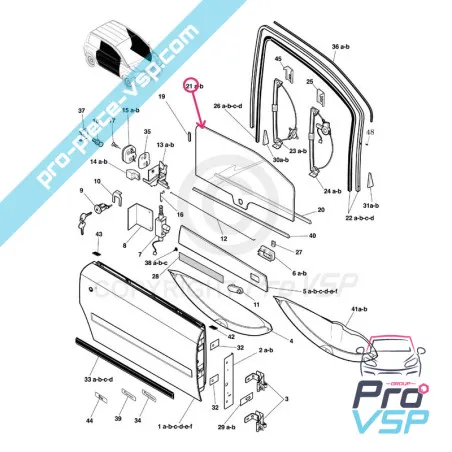 Janela da porta esquerda para Microcar Mc1 Mc2 Dué First
