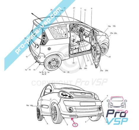 Bunda dianteira direita para Microcar Mgo 1 F8