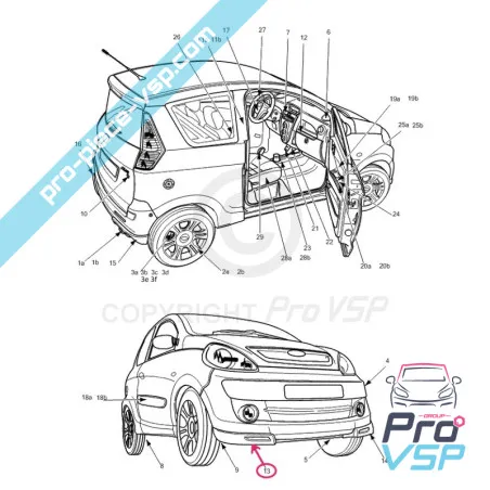 Bunda dianteira direita para Microcar Mgo 1 F8