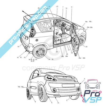 Crosse avant gauche pour Microcar Mgo 1 F8