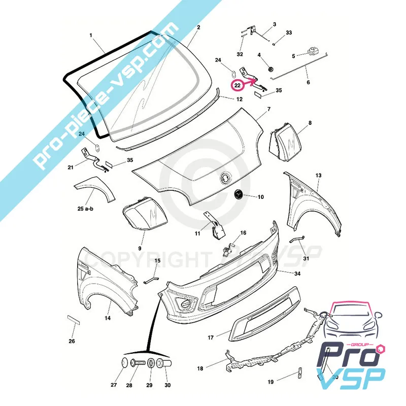 Linke Haubenscharnier für Dué First