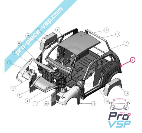 Branco esquerdo lateral para Ligier Xtoo Max Xtoo R