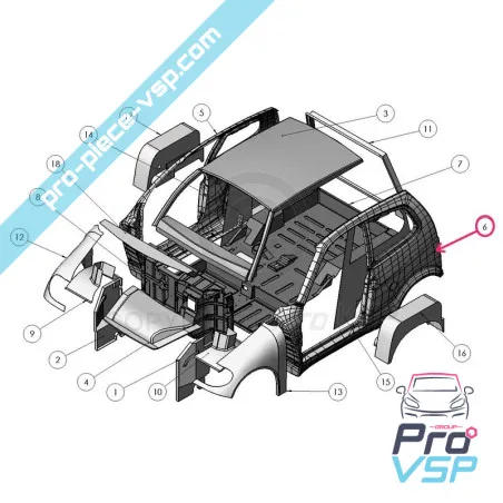 Latéral gauche blanc pour Ligier Xtoo max Xtoo R