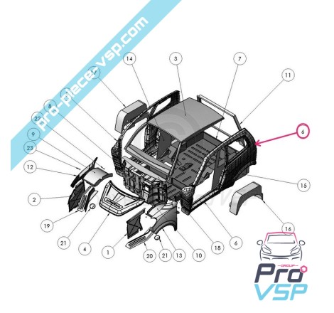 Branco esquerdo lateral para Ligier Xtoo Max Xtoo R