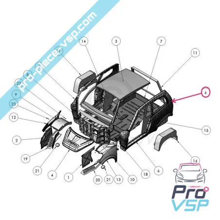 Latéral gauche blanc pour Ligier Xtoo max Xtoo R