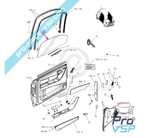 Vitre de porte gauche pour Microcar Mgo 1 et 2