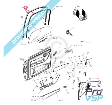 Cadre de porte droite pour Microcar Mgo 1 et 2