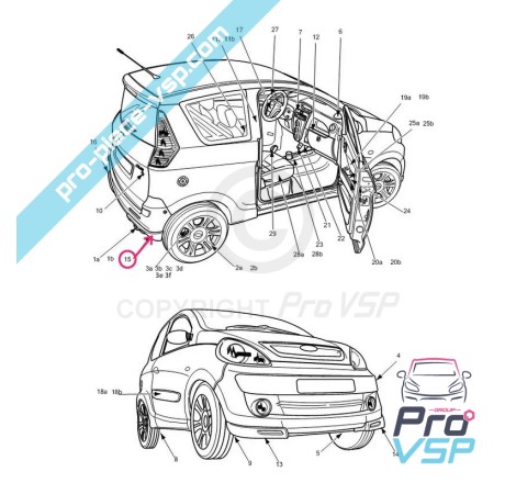 Bunda traseira direita para Microcar Mgo 1 F8