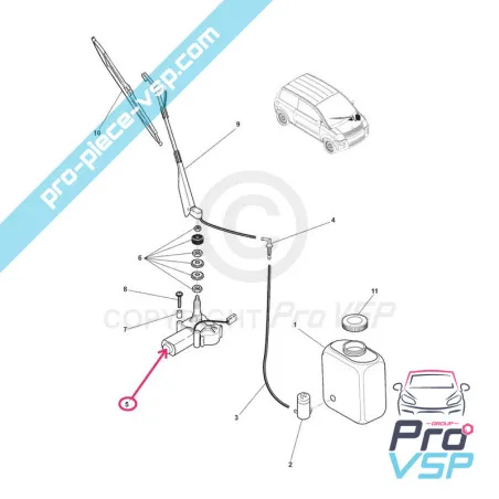 Moteur d'essuie glace avant pour Microcar Virgo Mc1 Mc2