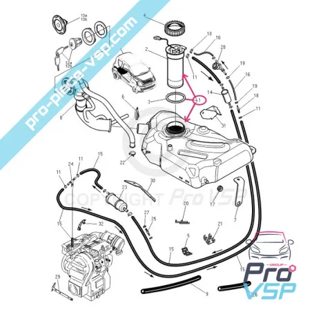 Bränsletank för Microcar Mc1 Mc2 Mgo 1 och 2 M8 F8C Ligier Jsrc